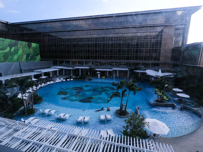 View of the pool from one of the rooms at Hilton Manila Hotel